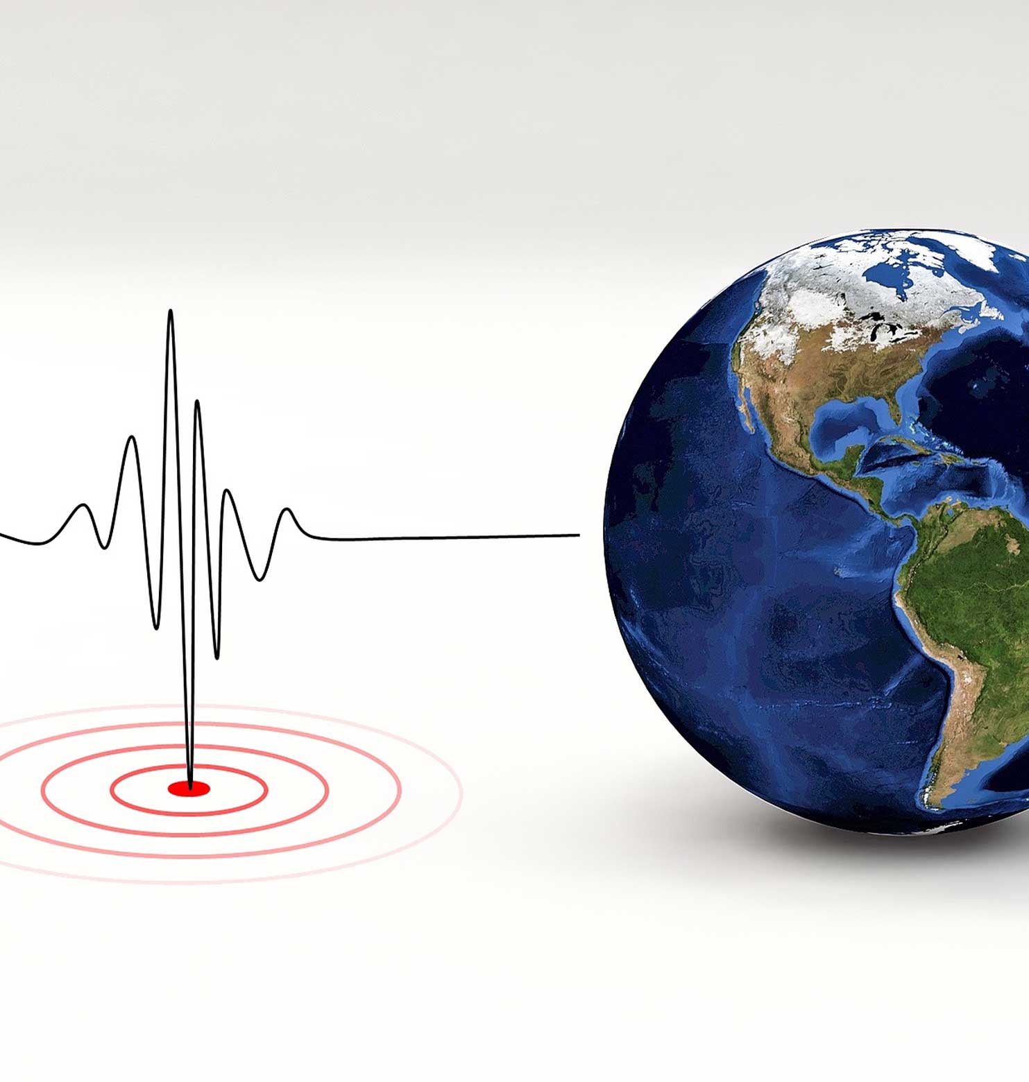 image of the world with earthquake graphic